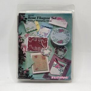 Stampendous Rose Filagree Set SS131 Rubber Stamps Floral Victorian Scroll 1996